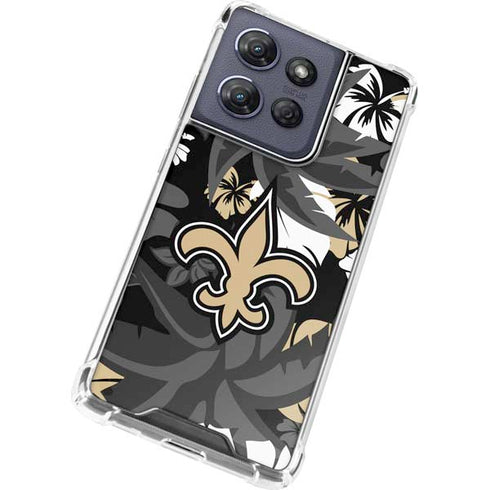NFL New Orleans Saints Tropical Print Moto G Play 5G (2025) Clear Case